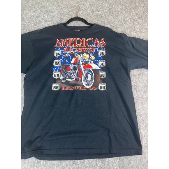 VTG Americas Highway Route 66 Graphic T Shirt Mens Large Black Fruit Of The Loom - Picture 3 of 7